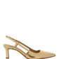 Textured Gold Slingback Pumps With Pointed Toe
