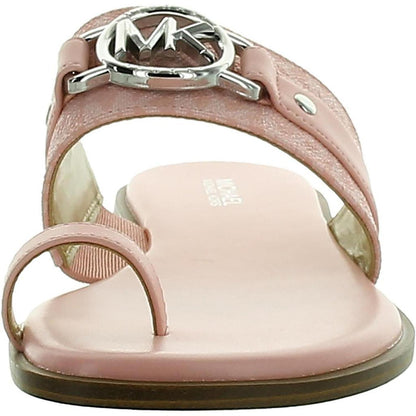Womens Faux Leather Toe Loop Slide Sandals