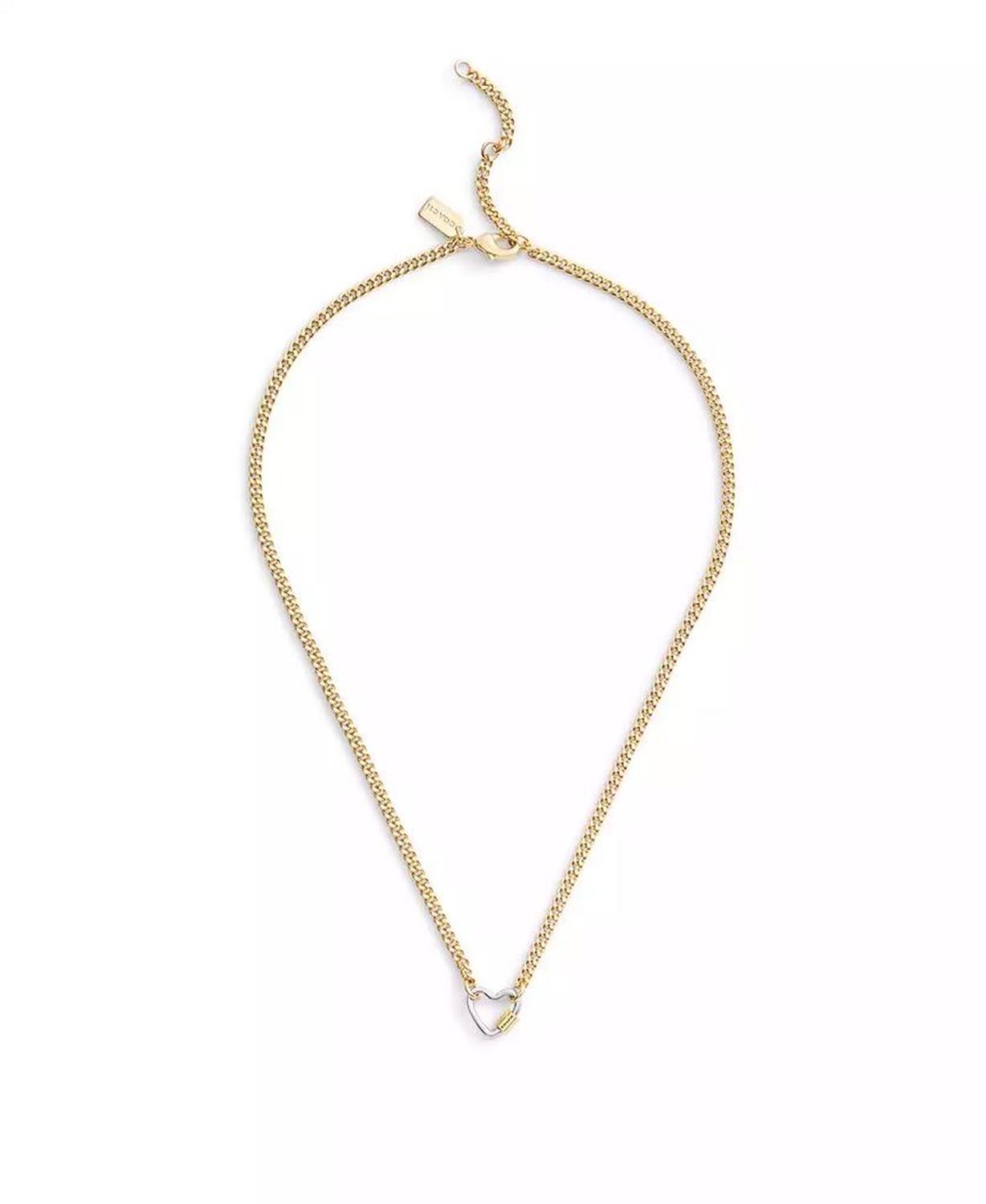 Two-Tone Signature Carabiner Heart Pendant Necklace