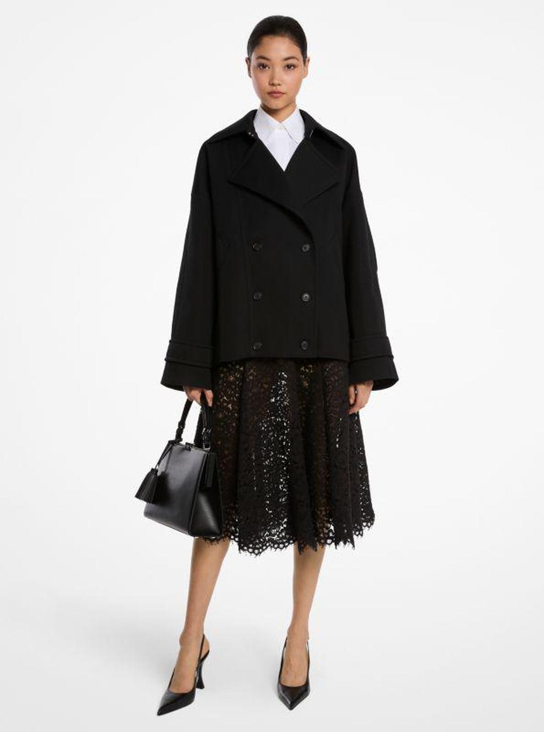 Double-Breasted Stretch Cotton Peacoat