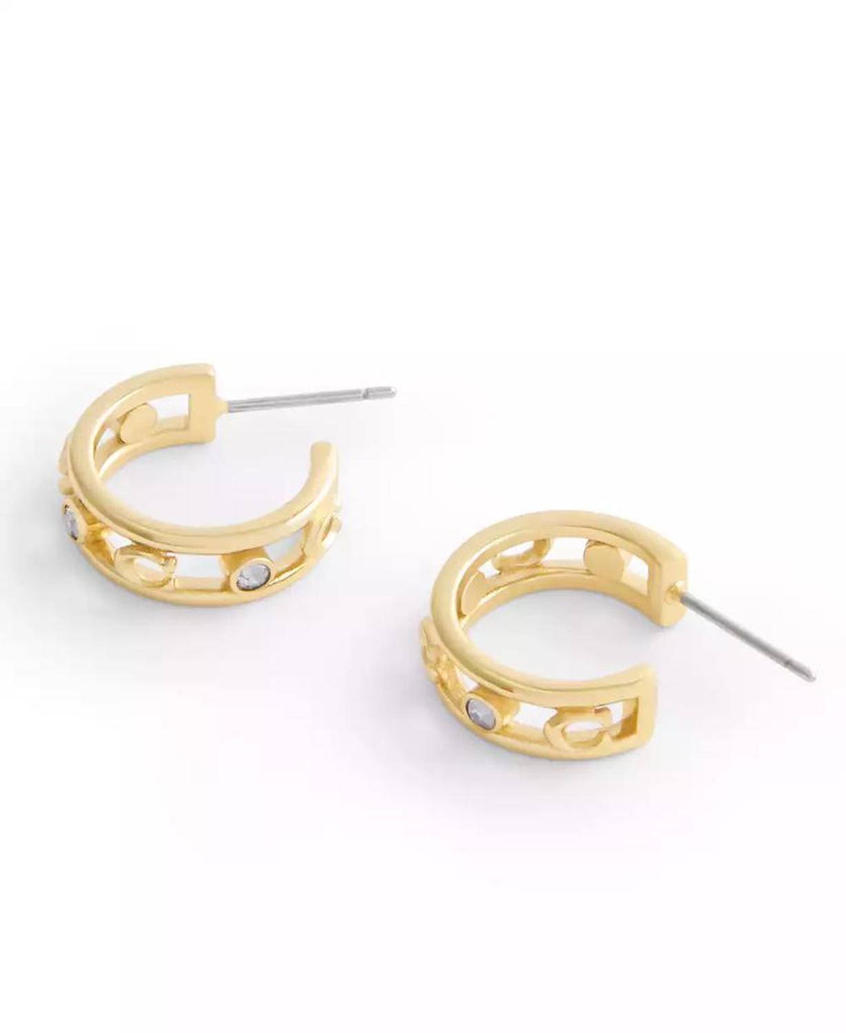 Faux Stone Signature C Open Hoop Earrings