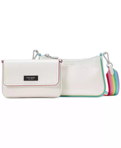 Double Up Rainbow Leather Crossbody