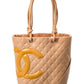 Chanel Neutral Quilted Lambskin Leather Medium Cambon Tote (Authentic Pre-