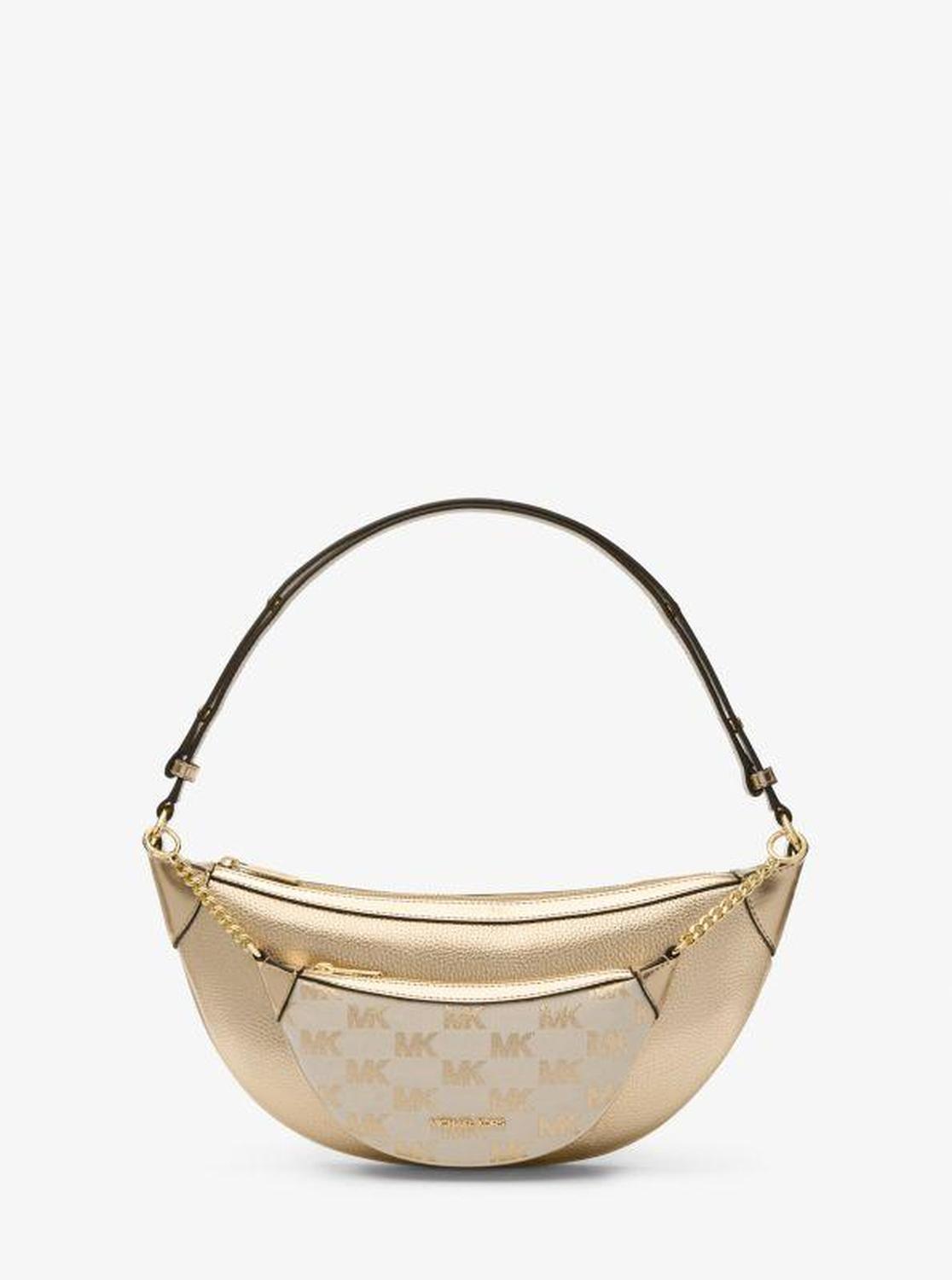 Hollis Medium 2-in-1 Metallic Leather and Logo Jacquard Shoulder Bag