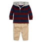 Cotton Hooded Rugby Shirt & Pants Set (Infant)