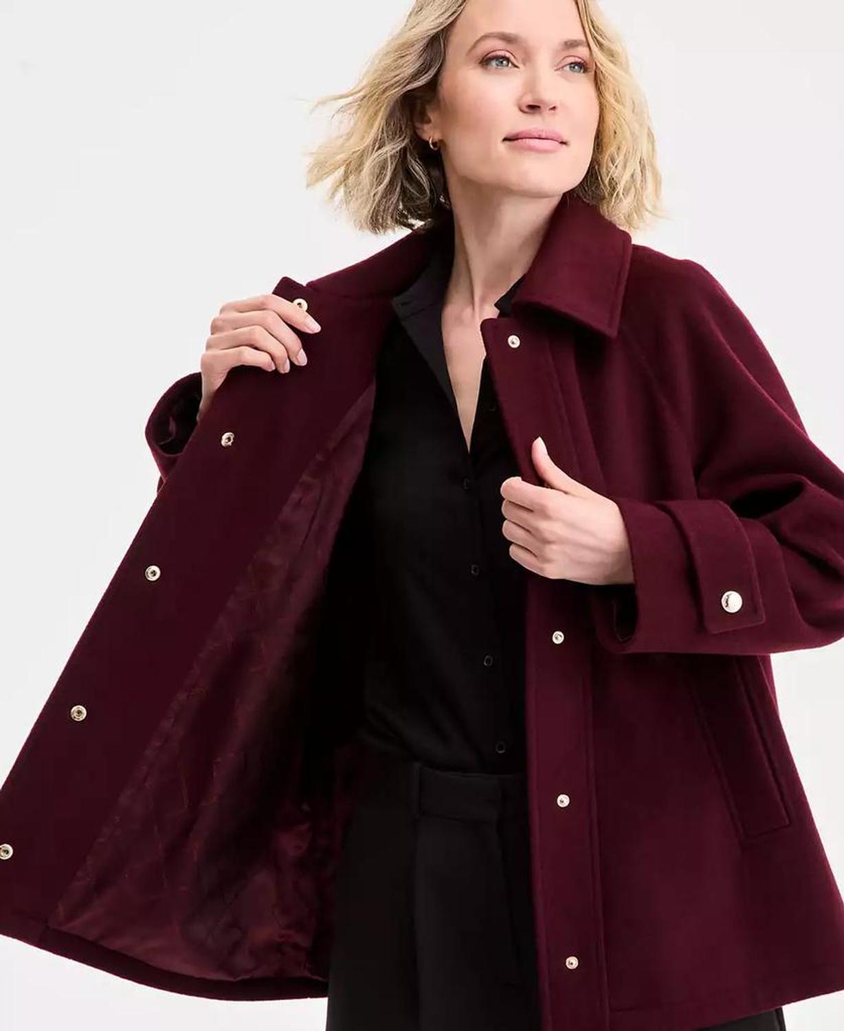 Women's Collared Button-Front Coat, Exclusively at Macy's