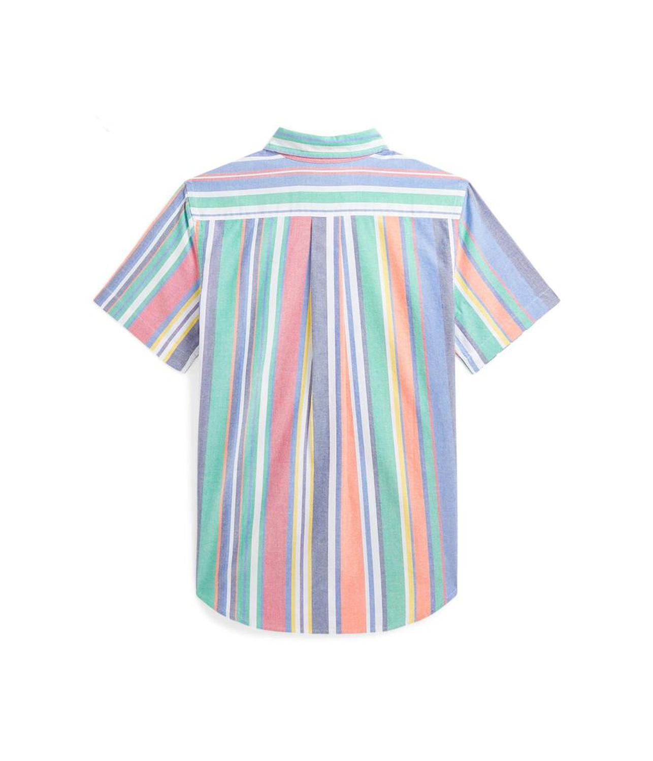 Striped Cotton Oxford Short Sleeve Shirt (Big Kid)