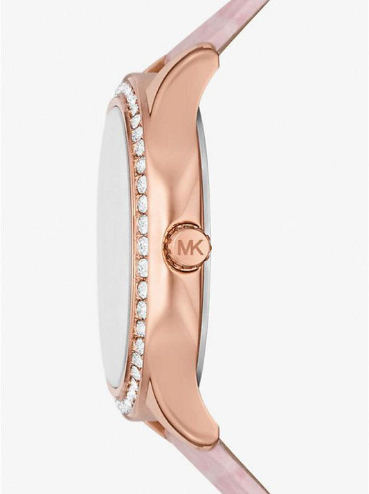 Sage Pavé Rose Gold-Tone and Crocodile Embossed Leather Watch