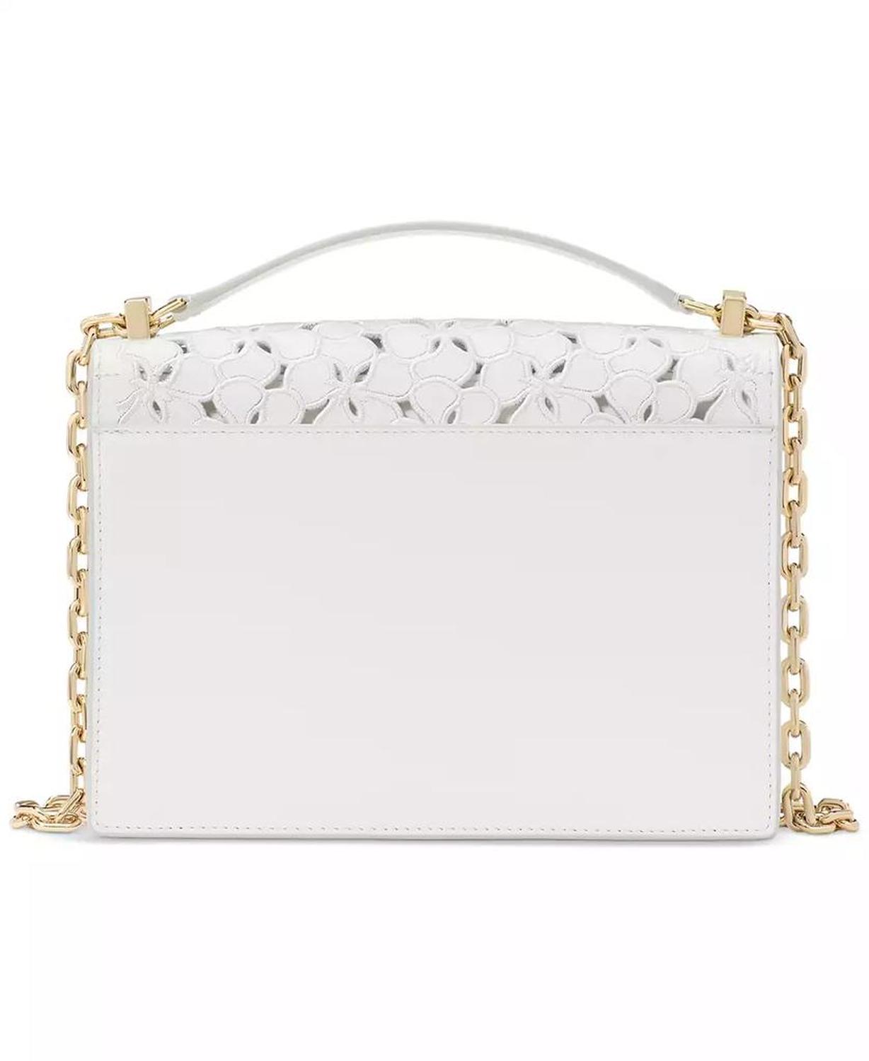 Deco Eyelet Chain Strap Leather Shoulder Bag
