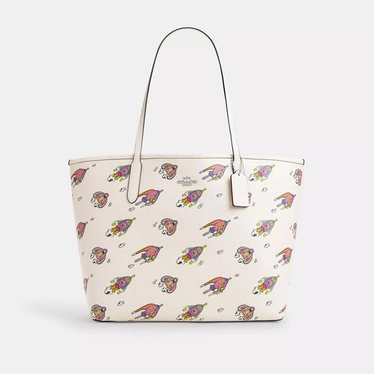 Cosmic Coach City Tote Bag With Rocket Print