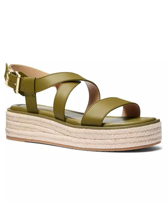 MICHAEL Lynn Leather Buckled Espadrille Sandals