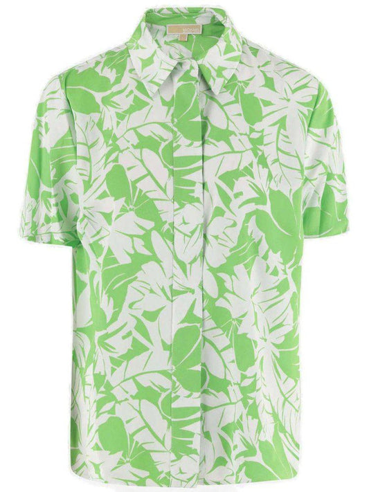 Michael Michael Kors Palm Printed Satin Cabana Shirt