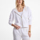 Logo Jacquard Terry Cropped Zip-Up Hoodie
