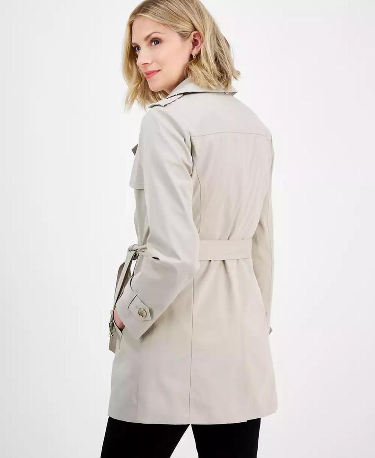Women's Double-Breasted Belted Hooded Coat, Exclusively at Macy's