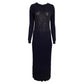 Long Knit Dress in Navy Blue Viscose