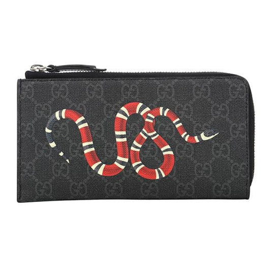 Gucci Gg Supreme King Snake Print Zip Around Wallet