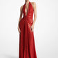 Hand-Embroidered Sequin Stretch Jersey Halter Gown