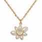 Gold-Tone Cubic Zirconia & Imitation Pearl Flower Pendant Necklace, 16" + 3" extender