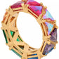 Gold-Tone Multicolor Cubic Zirconia Eternity Band Ring