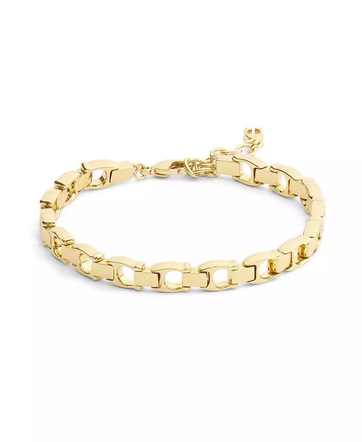 Gold Beveled Signature C Link Bracelet