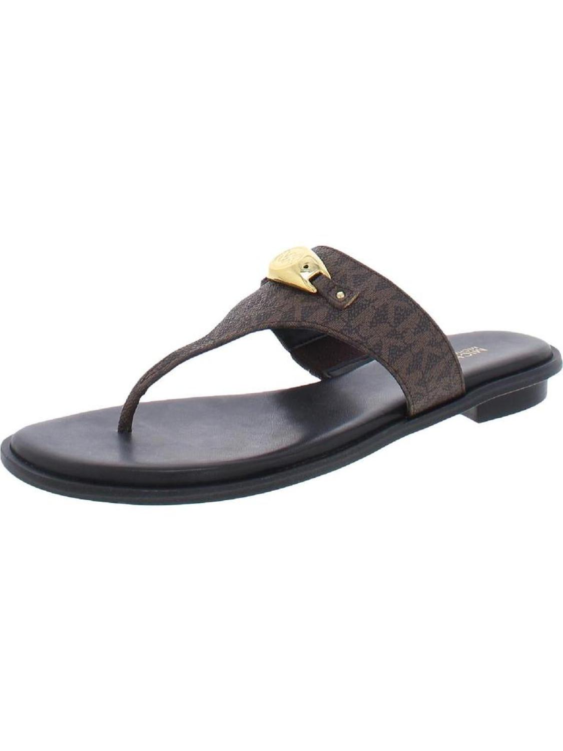 Tilly Womens Leather Logo Flat Sandals