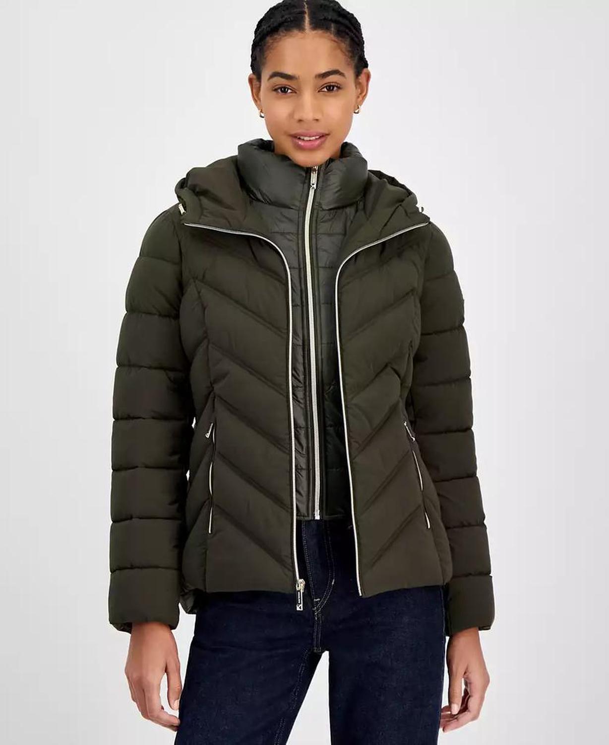 Women's Hooded Bibbed Packable Puffer Coat
