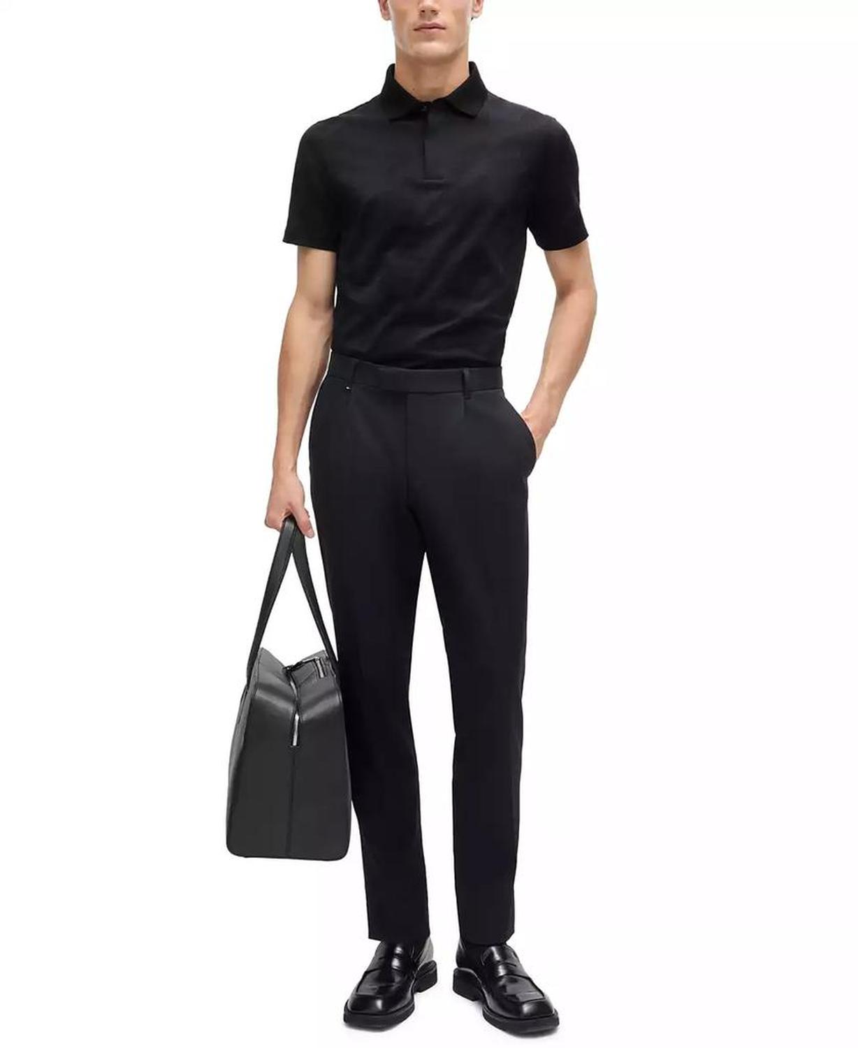 Men's Houndstooth Jacquard Slim-Fit Polo Shirt