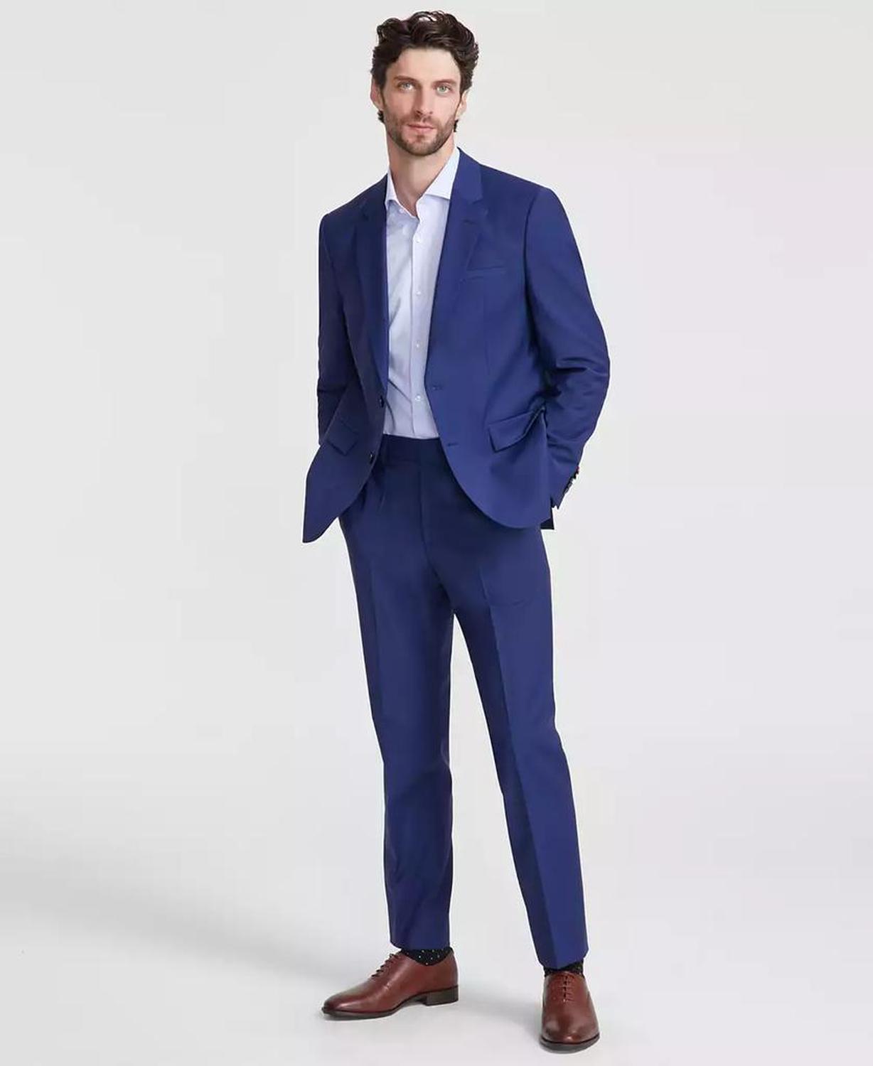 Men Modern-Fit Stretch Solid Nested Suits