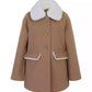 Toddler and Little Girls Faux Wool Hooded Collar Jacket