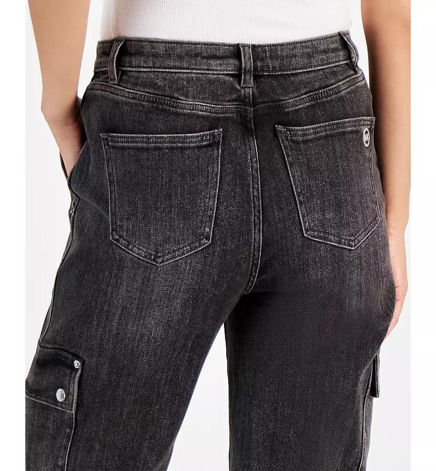 MICHAEL Women's High-Rise Faded Cargo Jeans