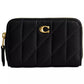 Quilted Pillow Leather Small Zip Around Card Case