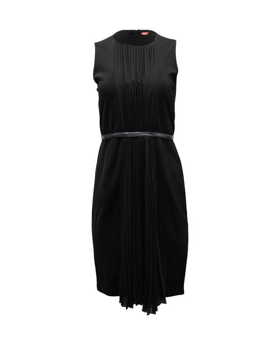 Max Mara Studio Pleated Sleeveless Mini Dress in Black Viscose