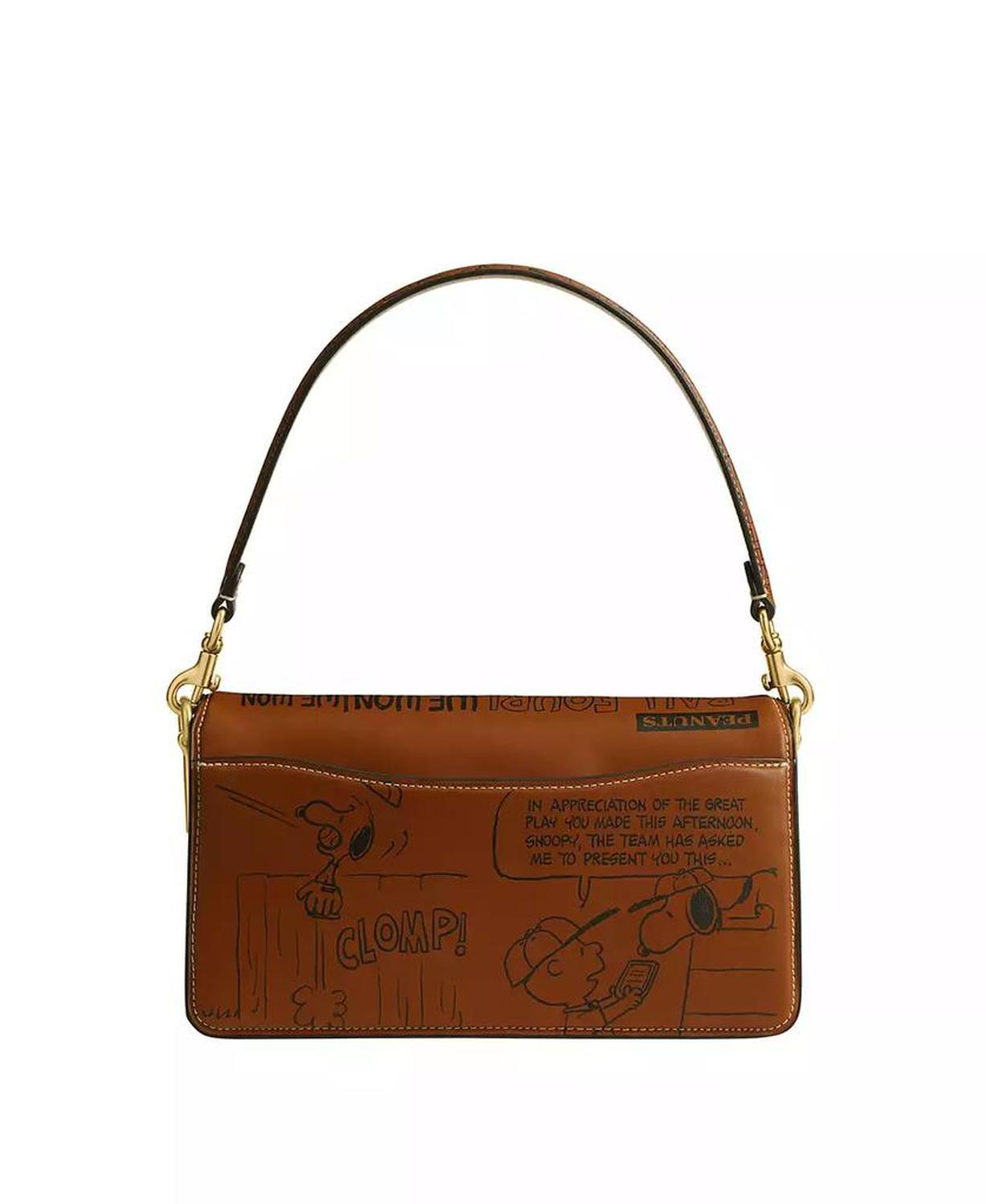 x Peanuts Tabby 26 Shoulder Bag with Newspaper Print