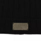 Men's Leather Patch Ribbed Beanie