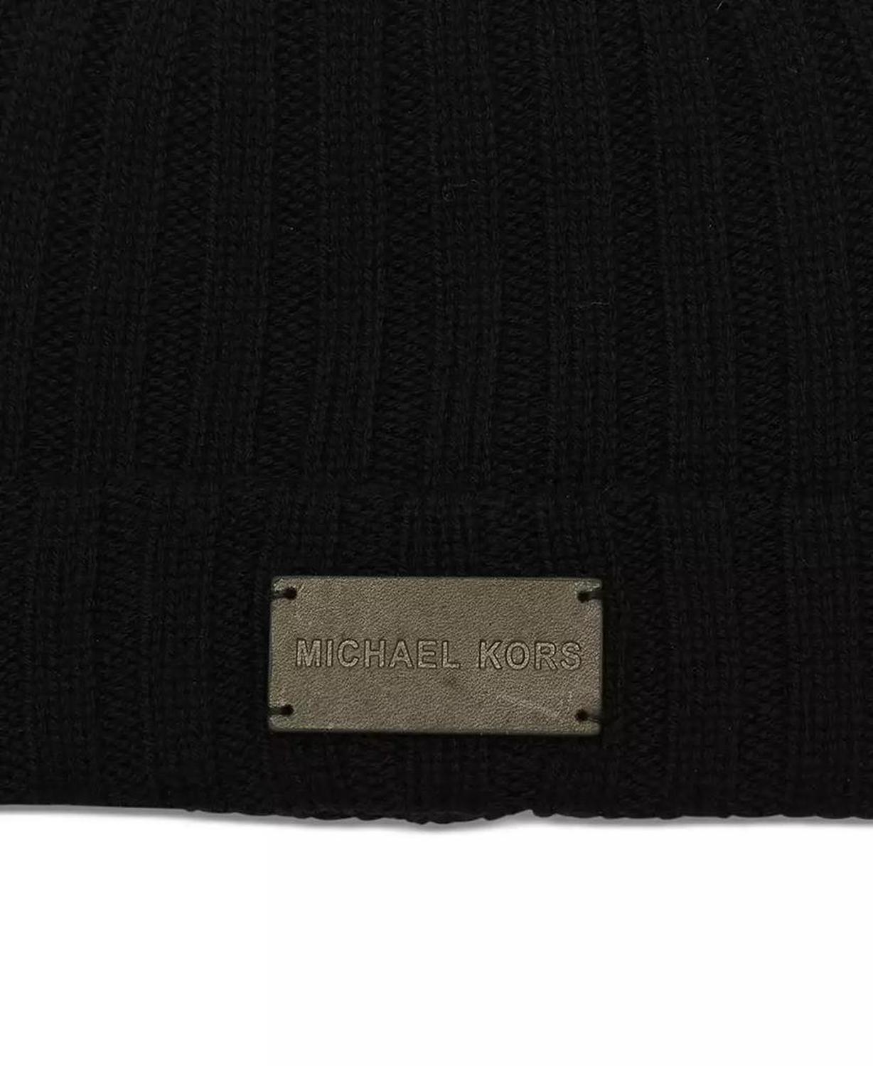 Men's Leather Patch Ribbed Beanie