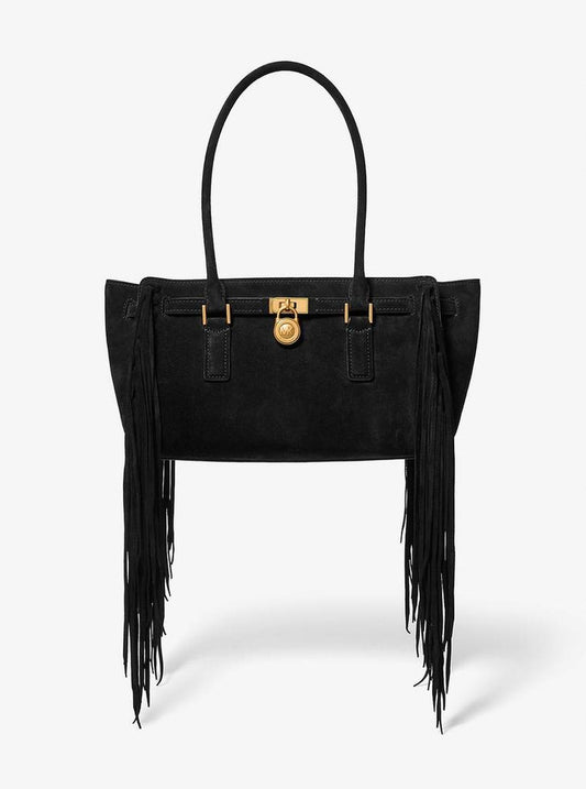 Hamilton Moderne Small Fringed Suede Satchel