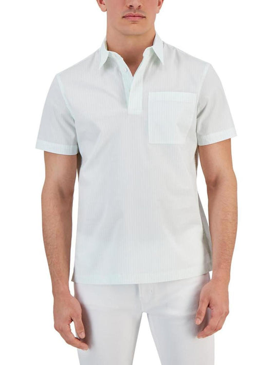 Mens Striped Cotton Button-Down Shirt