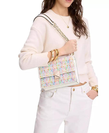 Deco Tweed Chain Strap Mini Shoulder Bag
