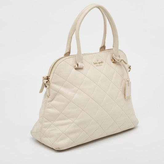 Kate Spade Ivory Quilted Leather Patternson Satchel
