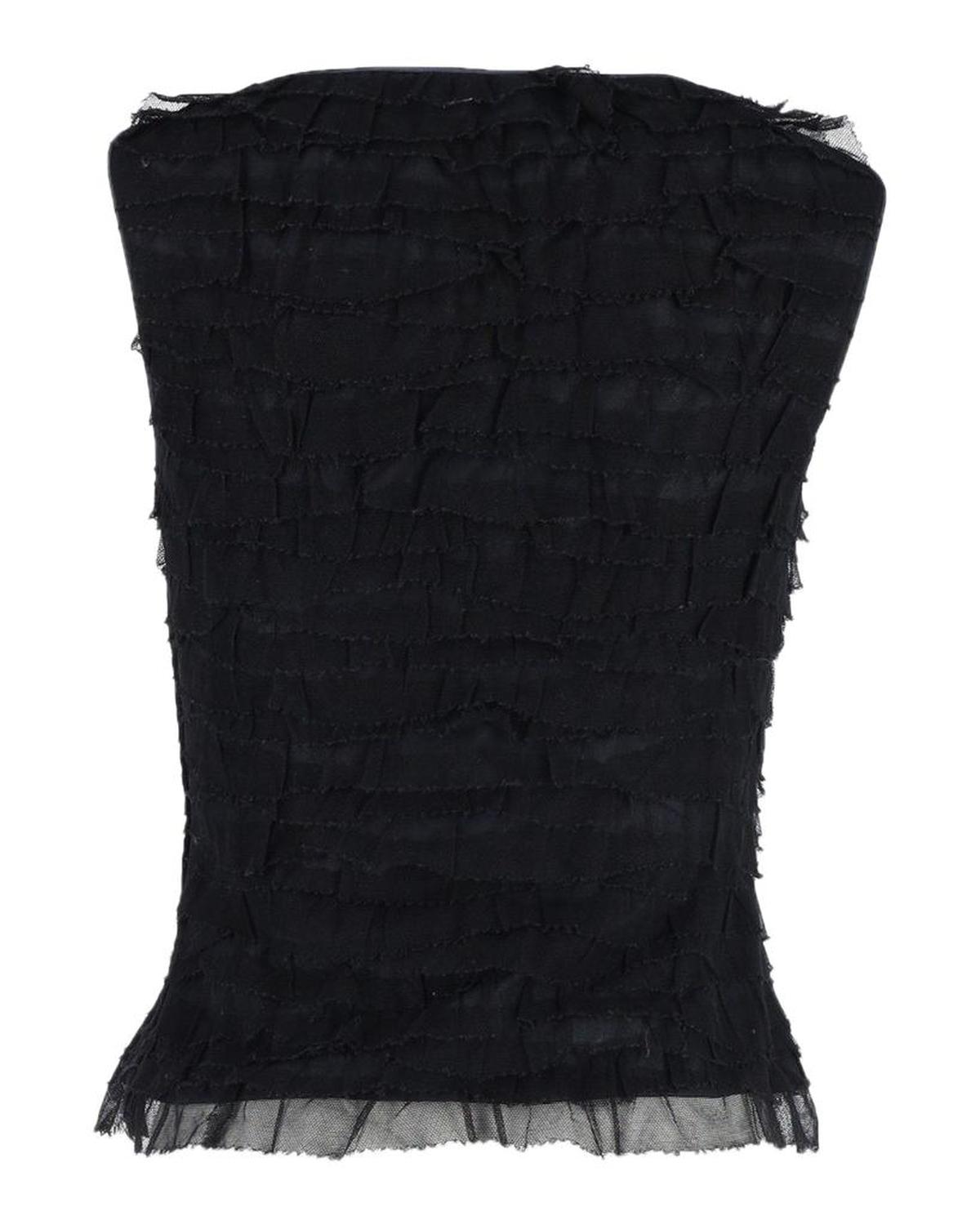 Marc Jacobs Organza Tiered Sleeveless Blouse in Navy Blue Polyester