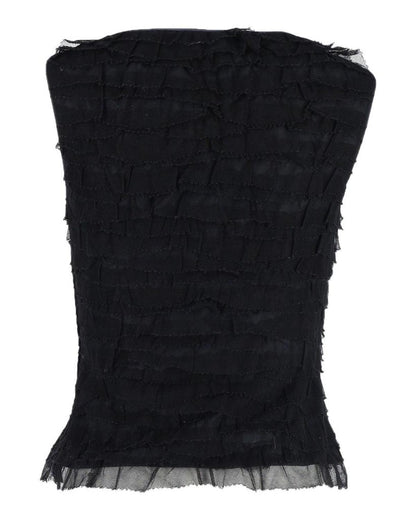 Marc Jacobs Organza Tiered Sleeveless Blouse in Navy Blue Polyester