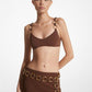 Ring Embellished Stretch Nylon Bikini Top