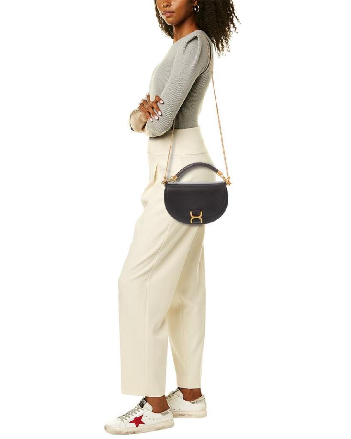 Chloé Marcie Chain Flap Leather & Suede Shoulder Bag