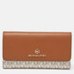 Michael Kors White/tan Coated Canvas And Leather Fulton Continental Wallet