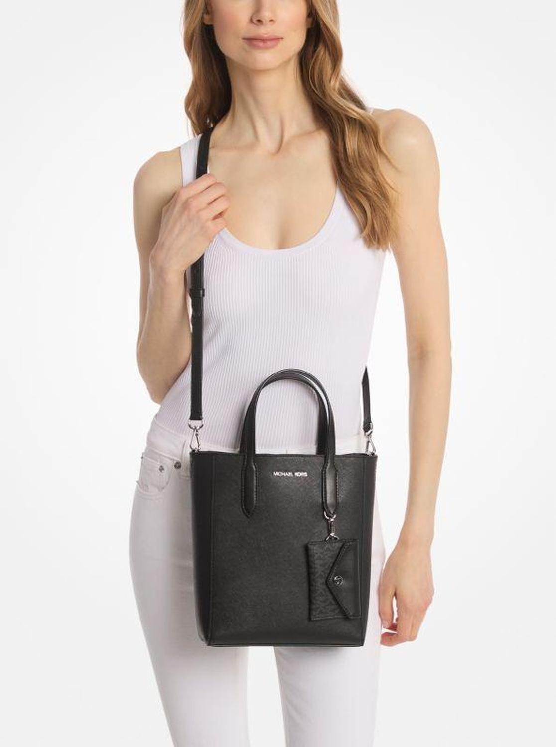 Vincent Small Saffiano Leather Convertible Tote Bag with Card Case