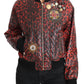 Dolce & Gabbana Red Leopard Bomber Leather Jacket with Crystal Buttons