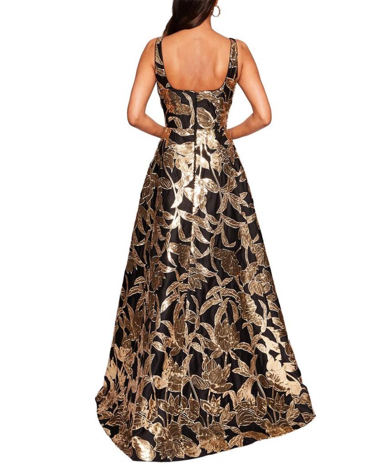 Marchesa Notte Square Neck Strapless Bal Long Gown