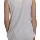 PINK MEMORIES Elegant Sleeveless Cotton Vest in Pristine White