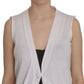 PINK MEMORIES Elegant Sleeveless Cotton Vest in Pristine White