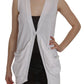 PINK MEMORIES Elegant Sleeveless Cotton Vest in Pristine White